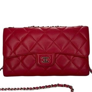 CHANEL Lambskin Classic Flap Wallet on Micro Chain
